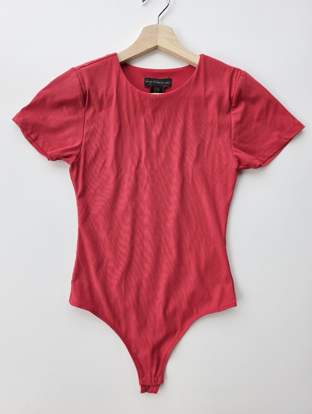 House‎ Of Harlow 1960 Red Ribbed Short Sleeve Bodysuit